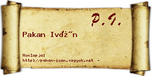 Pakan Iván névjegykártya